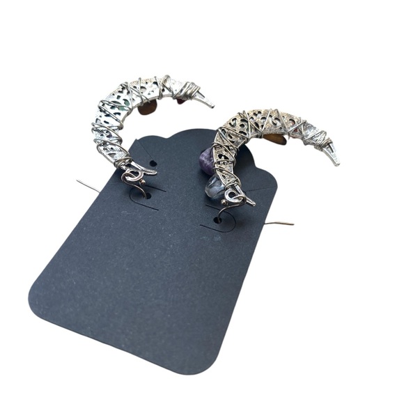 New! Chakra Crystal Moon Earrings - Picture 7 of 10